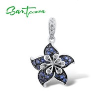 Silver Pendant For Women 925 Sterling Silver Charming Blue Star Flower Fashion T - £20.54 GBP