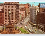 Public Square Street View Looking East Cleveland Ohio OH Chrome Postcard P4 - $1.93
