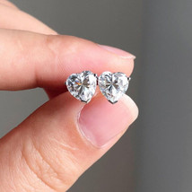 2.30 CTW Heart VVS1 Moissanite Push Back Wedding Earring 14k White Gold ... - £106.15 GBP