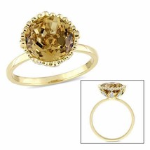 3.30CT Citrine &amp; Round Diamond Beautiful Anniversary Ring 14K Yellow Gold Over - £77.19 GBP