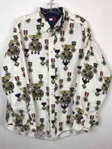 XL Tommy Hilfiger Military Badges Button Down Men Long Sleeve White Shirt - £65.73 GBP