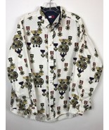 XL Tommy Hilfiger Military Badges Button Down Men Long Sleeve White Shirt - £66.34 GBP