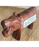 Vintage Hippo Hand Carved in Kenya 1 1/2&quot; x 2&quot; Small Souvenir Hippopotamus - $135.90 MXN