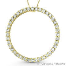 Eternity Circle &quot;Forever Love&quot; CZ Crystal 33mm (1.3&quot;) Pendant in 14k Yellow Gold - £201.38 GBP+