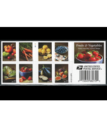 USPS Fruits and Vegetables 5 Booklets of 20 Forever Stamps MNH (100 Total) - $59.99