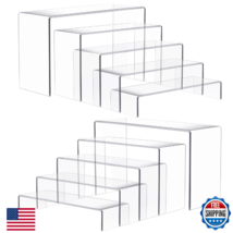 Anglelife 10Pcs Acrylic Display Risers, 2 Sets 5 Sizes Clear Rectangular... - $46.48