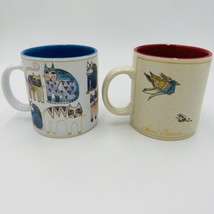 Laurel Burch Coffee Cup 2 Mug Decorative Cats Wine Things Unlimited 2004 - £38.98 GBP