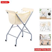Modern Laundry Hamper on Wheels - 32”H Foldable Design with Removable Liner - $70.24
