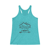 Women&#39;s &quot;Stay Wild&quot; Tri-Blend Racerback Tank: Nature-Inspired Style - £21.86 GBP+