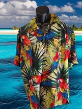 Perroquet Chemise Hawaïenne Homme Tropical Bouton-Up Décontracté Aloha D... - $32.99