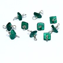 Natural Onyx Smooth Square Silver Plated Vermeil Beads Loose Gemstone Je... - $6.79