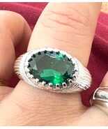 Emerald sterling silver 925 ring for men stone queen - $95.44