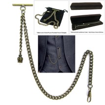 Albert Chain Bronze Pocket Watch Chain Fob Chain with Crown Fob T Bar Men AC60 - £9.96 GBP+
