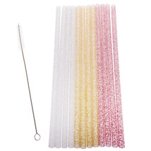 Appetito Reusable Sparkle Party Straws 25cm with Brush 12pcs - £11.69 GBP