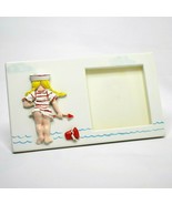 Vintage Claudias Photo Frame Ceramic Beach Theme 3x3 Little Girl Pail Ha... - £28.03 GBP