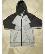 Nike Hoodie Women Medium Gray Black Sweatshirt Jacket Therma Fit Swoosh - $26.19 CAD