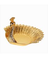 interoknack Luxury Golden Peacock Fruit Bowl  Decorative Zinc Alloy Tra... - $112.35 CAD