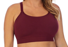 Cuddl Duds Modal Seamless Scoopneck Comfort Bra- Rich Burgundy, XL - £19.25 GBP