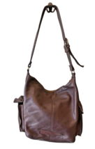 Fossil Purse Handbag Brown Leather Zip Top 75082 Satchel Shoulder Bag Y2K 13&quot;x12 - £42.49 GBP