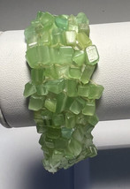 Bracelet Stretch  Peridot Chips Polished Several Rows Intertwined  6&quot; less Wrist - £13.23 GBP