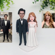 Custom couple bobblehead clay statue sculpture, Wedding cake topper figurines  - £203.84 GBP