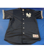 MAJESTIC NEW YORK YANKEES BLUE WHITE VINTAGE BASEBALL MLB JERSEY SHIRT 46X29 - $29.16