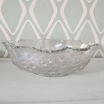 Dugan White Iridescent Carnival Glass Bowl Vintage Cherries Pattern - $37.61