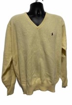 Ralph Lauren Polo Jumper V Neck Knit Sweater, Yellow, Mens Large - £19.91 GBP