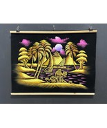 Stunning Hand-Painted Black Velvet Artwork ,Pyramid With Desert Scene Ol... - $1,818.19 MXN