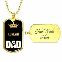 Cat Dad Gift Korean Cat Dad Necklace Engraved 18k Gold Dog Tag 24&quot; Chain - £48.35 GBP