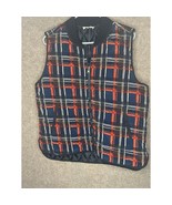 Entro Puffer Vest Womens Large Navy Blue Plaid Full Zip Quilted Cottagec... - $13.10