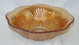 Vintage Imperial Glass Flared Shell and Sand 8&quot; Bowl Marigold - £28.87 GBP