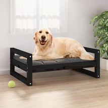 Dog Bed Black 75.5x55.5x28 cm Solid Pine Wood - £33.35 GBP