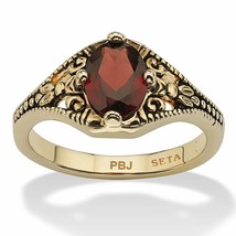 PalmBeach Jewelry 1.40 TCW Gold-Plated Genuine Garnet Vintage-Style Ring - £21.77 GBP