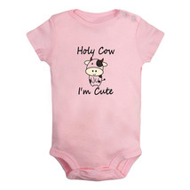 Holy Cow I&#39;m Cute Funny Print Outfits Baby Bodysuits Infant Newborn Rompers - £8.35 GBP