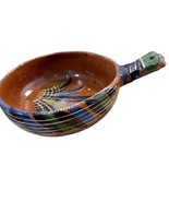 Terra Cotta Pottery Pot Pan Handled Hand Painted - $532.40 MXN