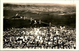 Vtg Postcard RPPC 1930s AZO San Francisco Oakland CA Bay Bridge Aerial UNP - £7.47 GBP