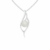 Moonstone Angel Wing Bypass Pendant Necklace in Silver (Grade- A, Size- 7MM) - £131.71 GBP