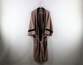 Vintage 70s Streetwear Mens L / XL Striped Belted Velour Bath Robe Smokers Robe - £46.42 GBP