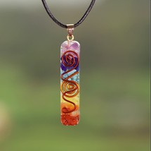 7 Chakra Energy Pendant Orgonite Necklace Rainbow Crystal Pendant Yoga Meditatio - £23.89 GBP