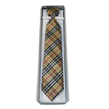 Men's Vito Rofolo From Italy Tie Hankie Gift Boxed 100% Silk VR-26 Gold Plaid image 2