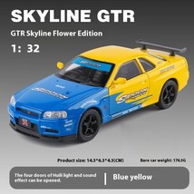 Blue 1:32 Nissan GTR R34 Skyline Alloy Car Diecast Model Sound &amp; Light - $23.99