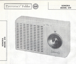 1957 SONORA 610 Transistor AM RADIO Photofact MANUAL Portable Receiver Schematic - $10.88