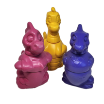 Vintage 1992 Tupperware Mix + Match Fantasy Fun Friends Dragon Dinosaurs Set 3 - $19.00