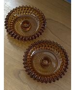 Vintage Indiana Glass Diamond Point Amber Taper Candle Holder - $509.70 MXN
