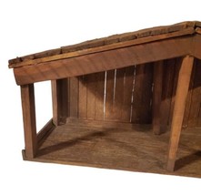 Vintage Large Wooden Nativity Manger Handmade Barn Stable 15.5x9x8” - £38.64 GBP