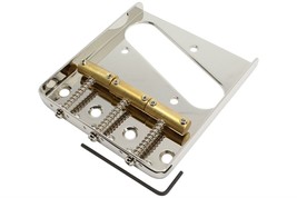 Vintage Telecaster Bridge With 3 Brass Saddles - Nickel - £53.34 GBP