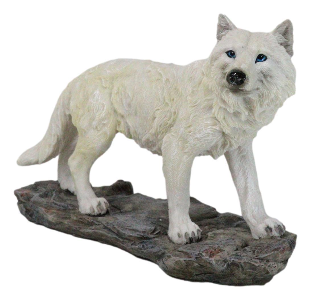Woodlands Winter Hunter Tundra Snow White Albino Wolf On The Prowl Figurine - $27.99
