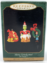 HALLMARK Keepsake &quot;Merry Grinch-Mas&quot; Set of 3 Mini Ornaments 1999 Dr Seuss - £10.85 GBP