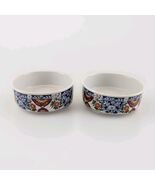 Pair Japanese Imari Style Porcelain Bowls Blue Red Floral 6.5in x 2.25in - $59.99